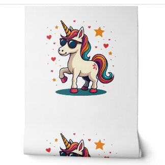 Papier Peint Lunettes de soleil arc-en-ciel licorne rétro vinta