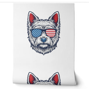 Papier Peint Lunettes de soleil pour chien Westie patriotiques 