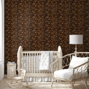Papier Peint Luxe Brown Chic Western Carving motif floral