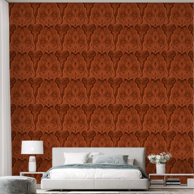 Papier Peint Luxe Faux Walnut Pattern  (Chambre à coucher)