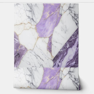 Papier Peint Luxe violet & Marbre blanc