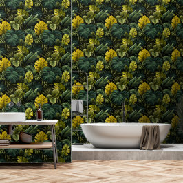 Papier Peint Luxueux Feuilles tropicaux Dark Green
