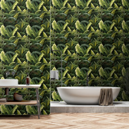 Papier Peint Luxueux Feuilles tropicaux Dark Green
