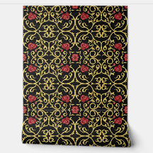 Luxurious gold leafed red rosette design