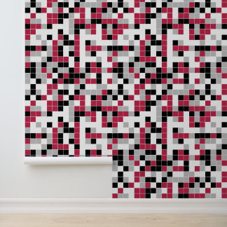 Papier Peint Magenta Noir Gris Géométrique Moderne