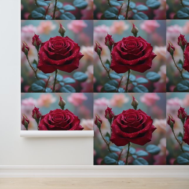 Papier Peint Magnifique Peel rouge rose et chevalet Fleur (Application)