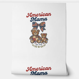Papier Peint Mama Américaine Ours Patriote Patchwork Vector Des