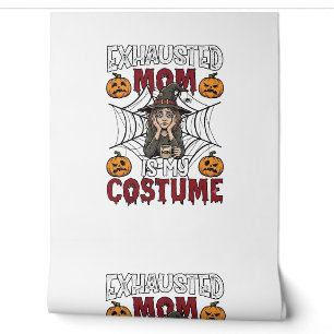 Papier Peint Maman Épuisée Est Costume Sorcière Halloween Café 