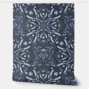 Papier Peint Mandala Botanique Bleu de minuit