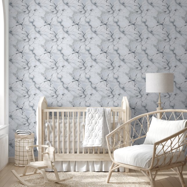 Papier Peint Marbre blanc et noir moderne (Enfants)