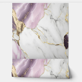 Papier Peint Marbre blanc violet or de luxe