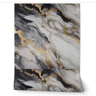 Papier Peint Marbre de luxe noir blanc & or