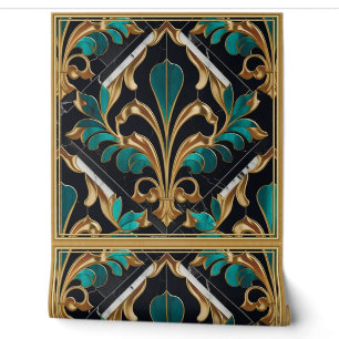 Papier Peint Marbre floral de luxe en pierre de Malachite Art d