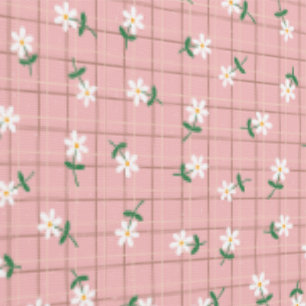 Papier Peint Marguerites sur Carreaux Roses (petite échelle)