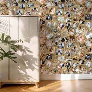 Papier Peint Mariage Keepsaké 30 Photo Collage Gold ID1065