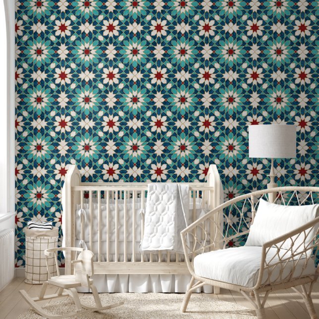 Papier Peint Marine Bleu Turquoise Blanc Marbre Rouge Marbre Ma (Enfants)