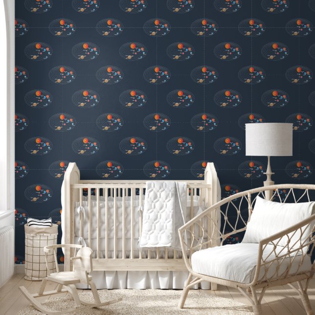 Papier Peint Marine Blue Solar System Planètes célestes Galaxy (Enfants)