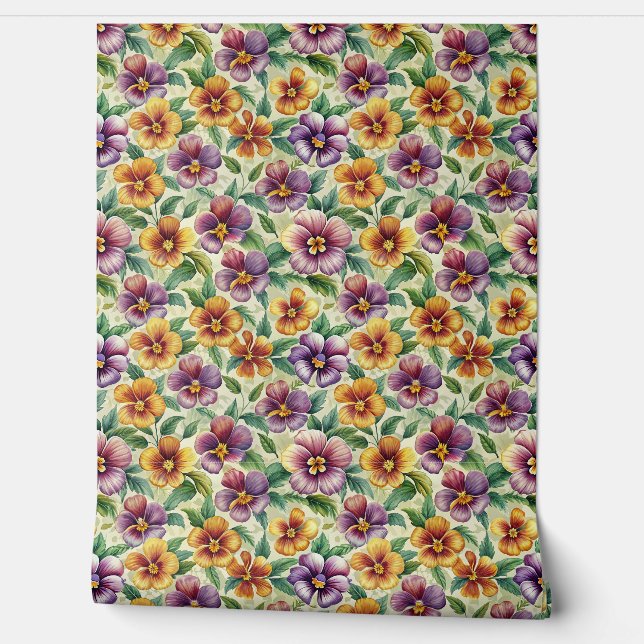 Papier Peint Mauve-printemps jaune pastel violet pourpre (Déroulement)