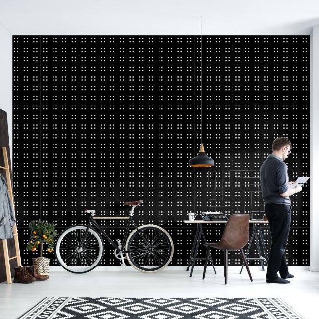 Papier Peint Mazipoodles Quatre Carrés - Noir Blanc (Salon)