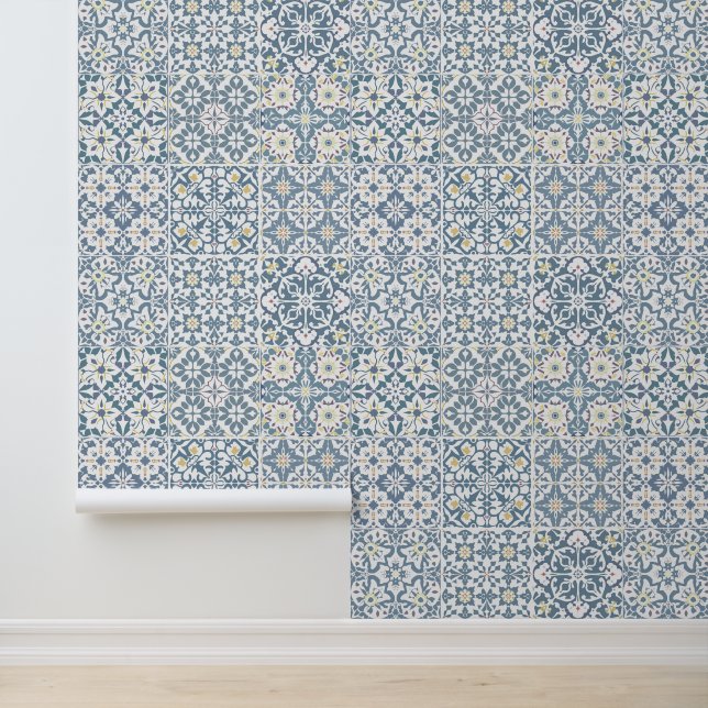 Papier Peint Mediterranean Tiles, Moroccan, Majolica, Azulejo (Application)