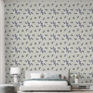 Papier Peint Métallurgique Blanc Bleu Abstrait Géométrique