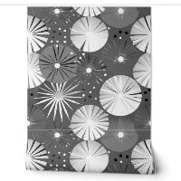 Mi-siècle Moderne Starburts Gris et Blanc