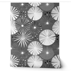 Papier Peint Mi-siècle Moderne Starburts Gris et Blanc