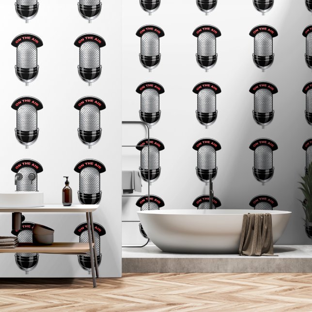 Papier Peint Microphone Sur L'Air Couleur Personnalisée Blanc (Salle de bain)
