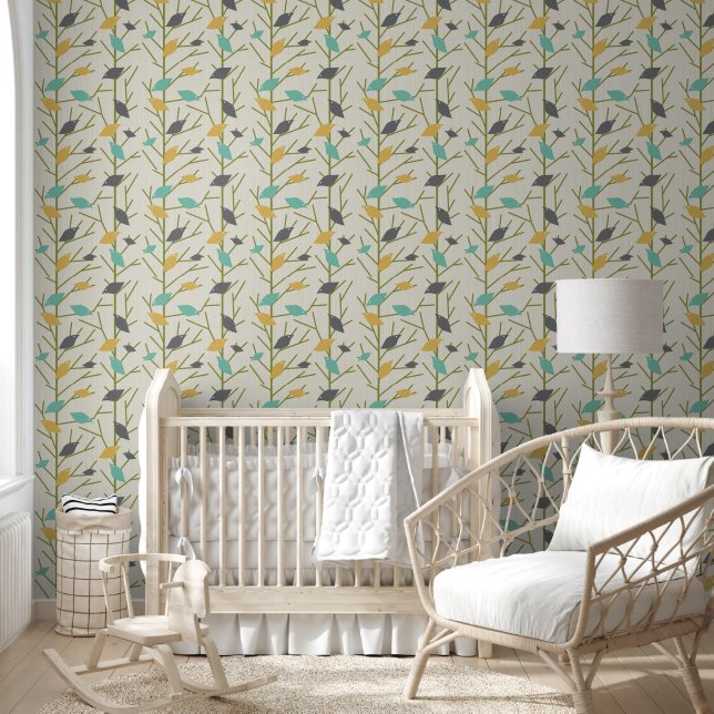 Papier Peint Mid century modern Birdsong (Enfants)