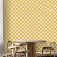 Mignon Amusant Moderne Damier Jaune Géométrique