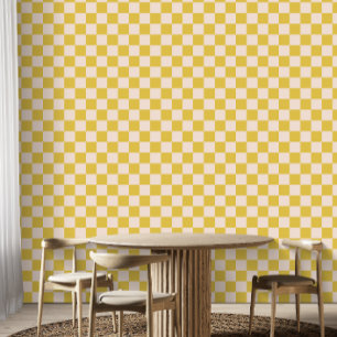 Papier Peint Mignon Amusant Moderne Damier Jaune Géométrique