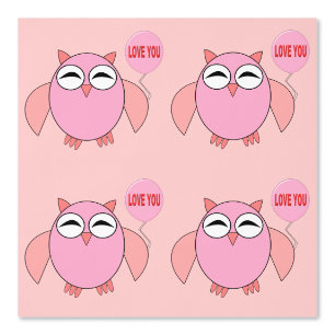Papier Peint Mignon motif de chouette rose Love You