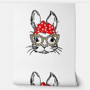 Papier Peint Mignonette Empreinte de léopard Visage Bandana Rou