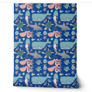 Papier Peint Mignonne Sous La Mer Animaux Salle Enfants