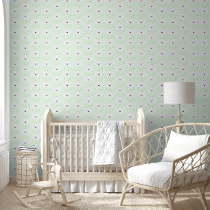 Papier Peint Mignons nuages w. Rainbow Stars Pastel Green Nurse