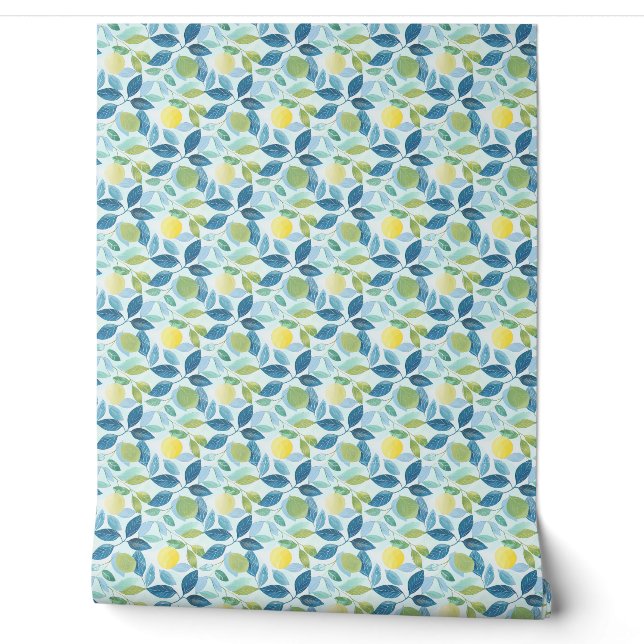 Papier Peint Mini-Bleu, Vert, Jaune Mood Organique (Déroulement)