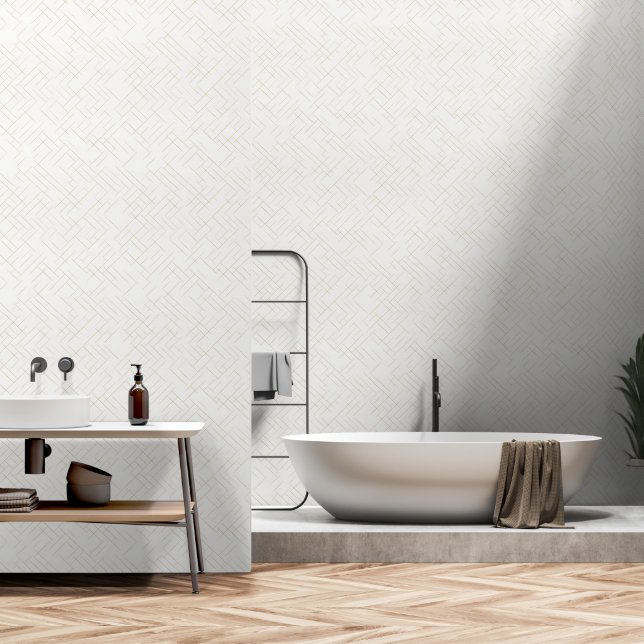 Papier Peint Minimalist Gold Geometric Line Wallpaper (Salle de bain)