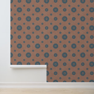 Papier Peint Mocha Mousse Fleurs Turquoises Texture bohème