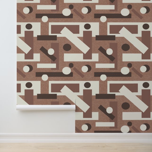 Papier Peint Mocha Mousse Géométrique Moyen-Siècle Art Moderne (Application)