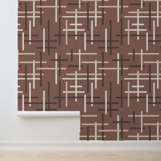 Papier Peint Mocha Mousse Ligne géométrique Art Midsiècle