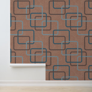 Papier Peint Mocha Mousse Turquoises Carrés géométriques rétro