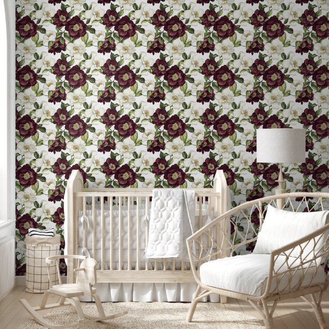 Papier Peint Modèle floral Bourgogne (Enfants)