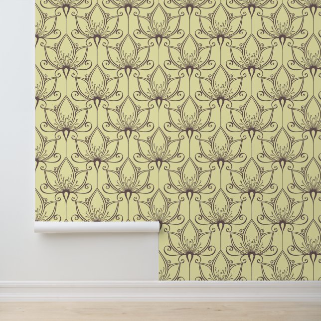 Papier Peint Modèle floral de crème (Application)
