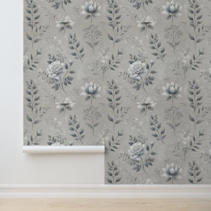 Papier Peint Modèle floral vintage sur Arrière - plan gris rust