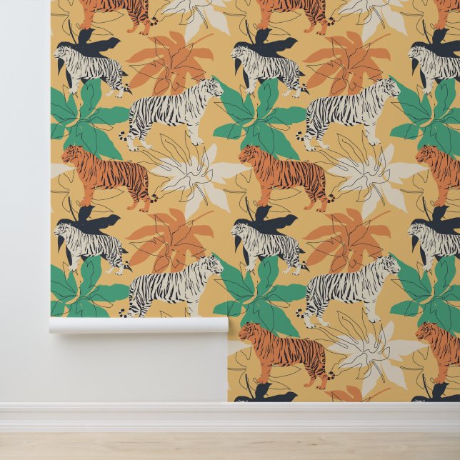 Papier Peint Modèle moderne de tigre Teraacotta (Application)
