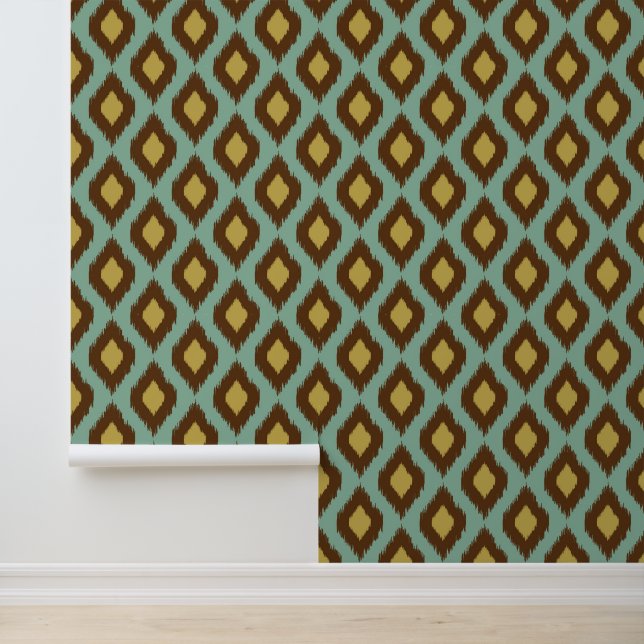 Papier Peint Modern tribal ikat blue yellow (Application)