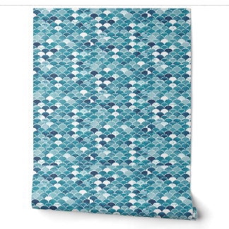 Papier Peint Modern Turquoise & Royal Blue Wildflower Floral