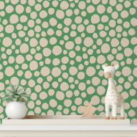 Papier peint moderne à points abstraits vert crème