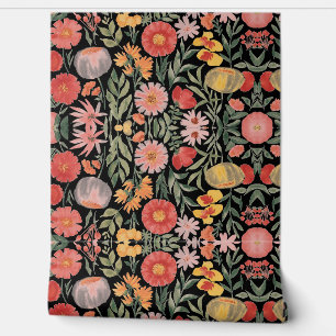 Papier Peint Moderne aquarelle rose oranger fleurs