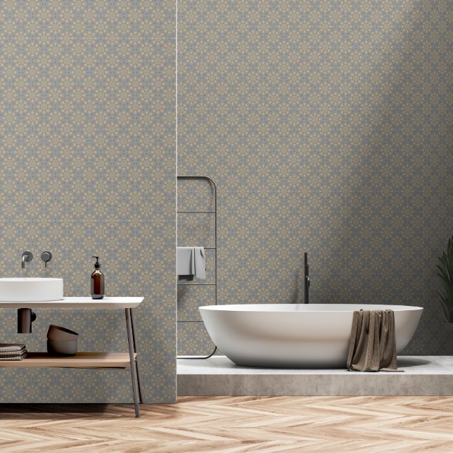 Papier Peint Moderne élégant Mandala motif floral vert (Salle de bain)